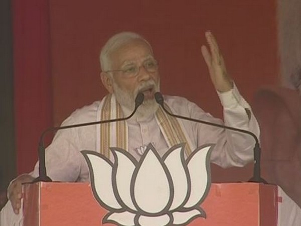 Prime Minister Narendra Modi addressing an election rally at Gohana in Haryana on Friday. Photo/ANI