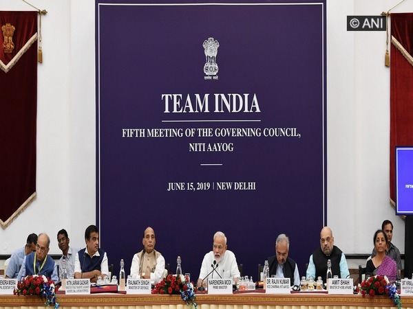 Prime Minister Narendra Modi (centre) in New Delhi on Saturday during the meeting of Governing Council of NITI Aayog. Photo/ANI