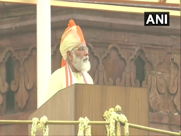 Prime Minister Narendra Modi addressing the nation from Red Fort. (Photo/ANI)