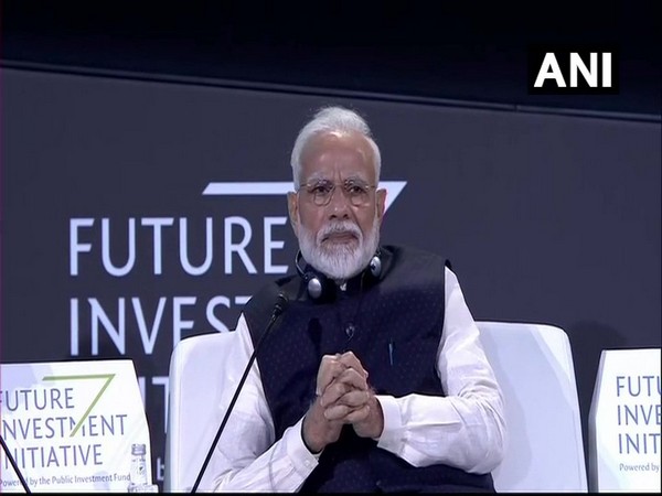 Prime Minister Narendra Modi speaking at Future Investment Initiative at Riyadh on Tuesday. Photo/ANI