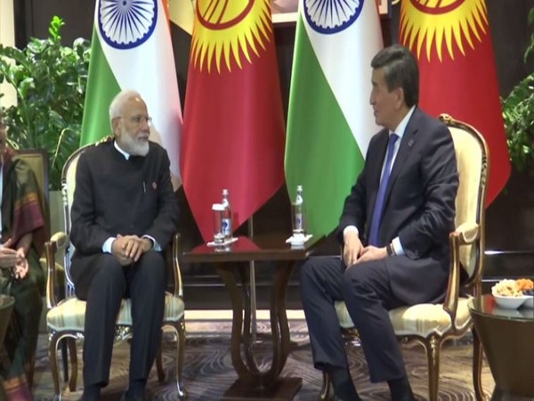 Prime Minister Narendra Modi with the Kyrgyz President Sooronbay Jeenbekov during the bilateral in Bishkek on Friday (Photo/ANI)