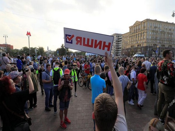 Demonstrations in central Moscow on Aug 31 (Photo/Reuters)