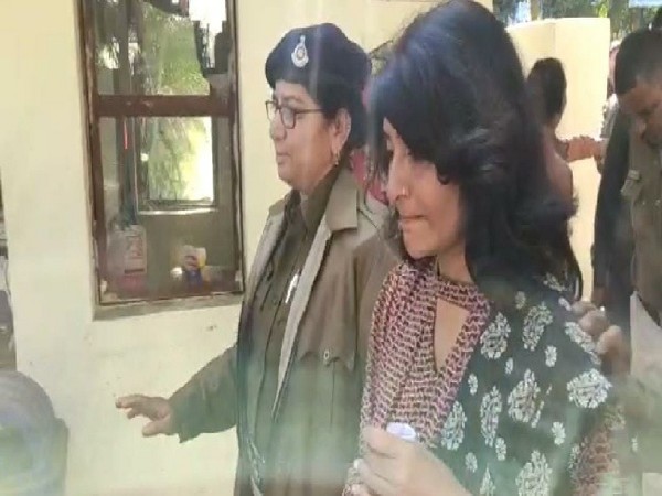 A visual of the accused in honey trap case, accused in the honey trape case, Shweta Vijay Jain in Bhopal, Madhya Pradesh on Monday. 