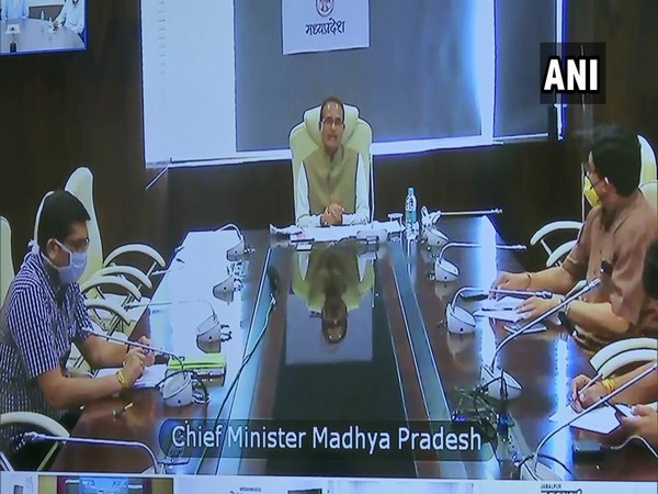 Madhya Pradesh Chief Minister Shivraj Singh Chouhan addressing journalists in Bhopal via video conferencing on Sunday. Photo/ANI