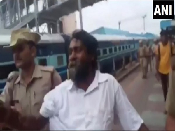 Environmental Activist T Mugilan detained by state police at Tirupati railway station on Saturday (Photo/ANI)
