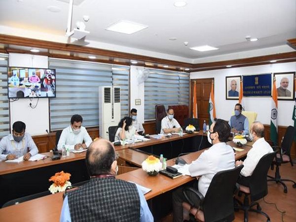 Union Minister Mukhtar Abbas Naqvi at the meeting on Monday. 