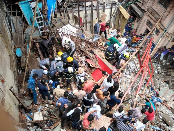 Visuals from the site of building collapse in Mumbai on Tuesday. Photo/ANI