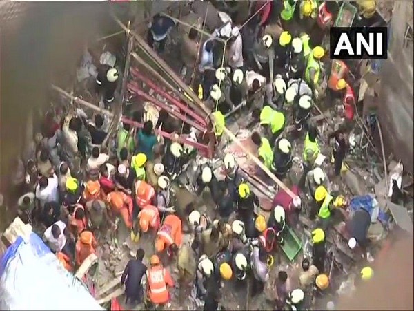 Earlier visuals of the building collapse in Mumbai on Tuesday. Photo/ANI
