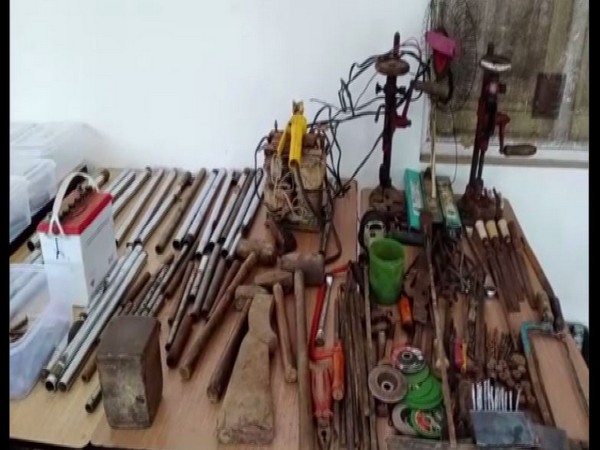 Material and equipment used to make the arms rescued by the police. 