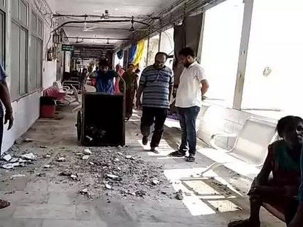 A view after collapse of a portion of roof at the hospital in Muzzafarpur on Sunday. (Photo/ANI)