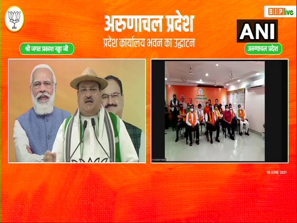 Nadda while inaugurating the party office building of BJP in Arunachal Pradesh through video conference. (Photo/ ANI)