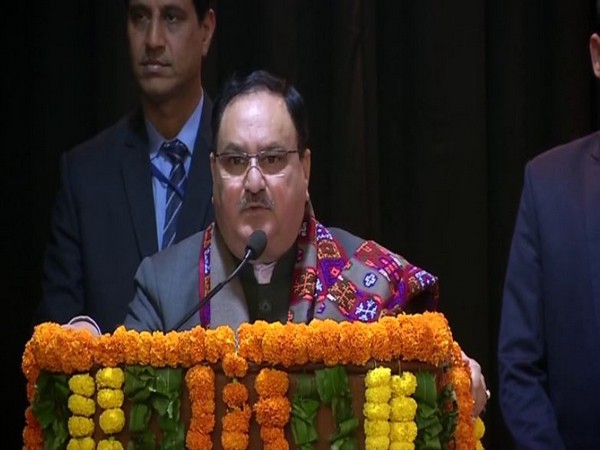 BJP working president JP Nadda addressing a gathering in New Delhi on Sunday. Photo/ANI