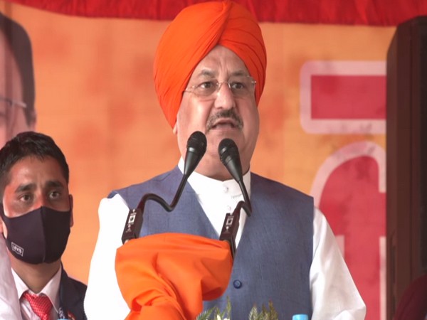 BJP national president JP Nadda addressing public meeting in Maur Mandi, Punjab. (ANI/photo)