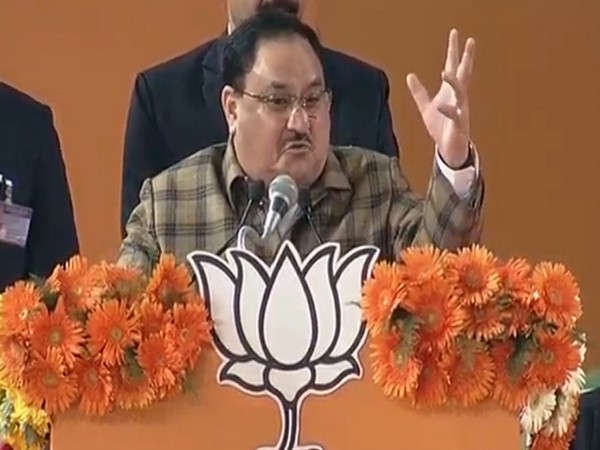 BJP working president JP Nadda addresses a public gathering in New Delhi on Saturday [Photo/ANI]