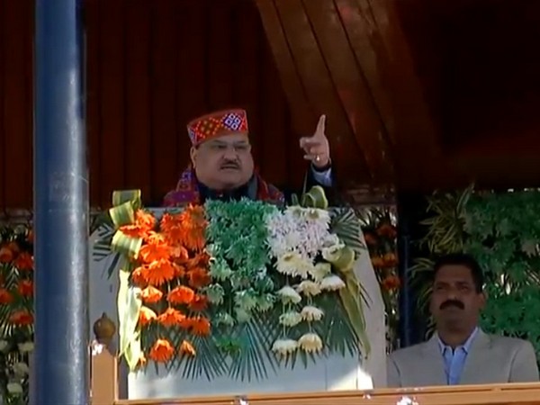 BJP working president JP Nadda addressing a public rally in Shimla, Himachal Pradesh on Friday. Photo/ANI