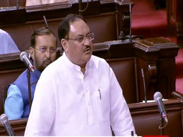 JP Nadda speaking at Rajya Sabha on Monday (pic courtesy -Rajya Sabha TV )
