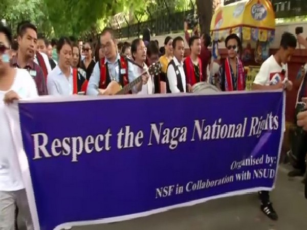 Naga Student Federation holds a rally from Mandi House to Parliament Street. (Photo/ANI)