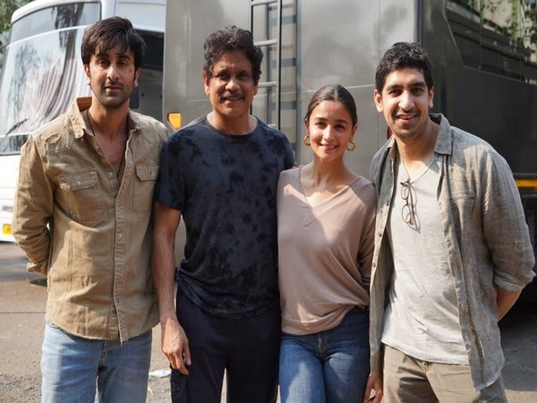 Actors Ranbir Kapoor, Nagarjuna Akkineni, Alia Bhatt and filmmaker Ayan Mukerji (Image source: Twitter)