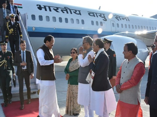 Vice President M Venkaiah Naidu at Jolly Grant Airport in Dehradun, Uttarakhand on Saturday.