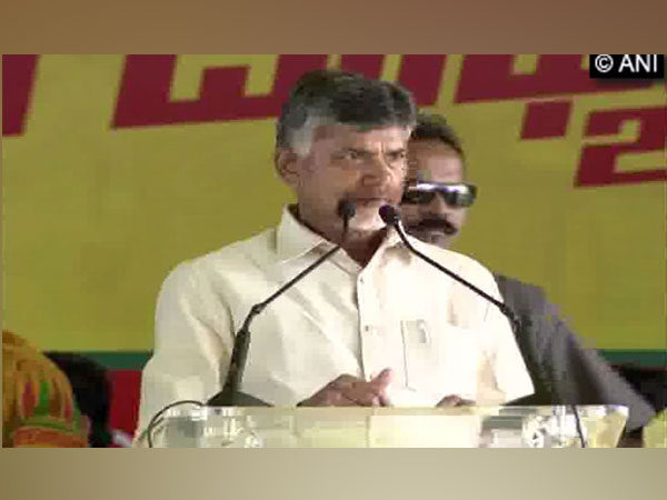 Chief Minister N Chandrababu Naidu addressing a public rally at Prakasam, Andhra Pradesh, on Monday. Photo/ANI