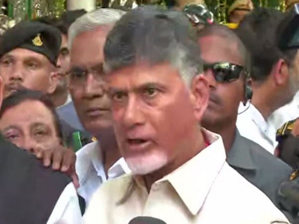 TDP chief N Chandrababu Naidu talking to media persons after meeting EC officials in New Delhi on Tuesday. Photo/ANI