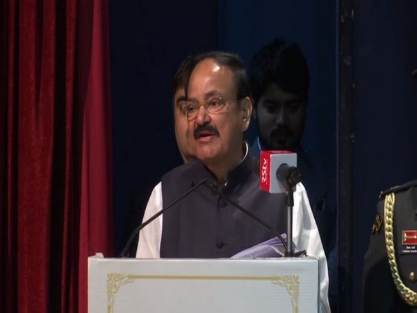 Vice President Venkaiah Naidu delivering lecture in New Delhi on Sunday.  Photo/ANI