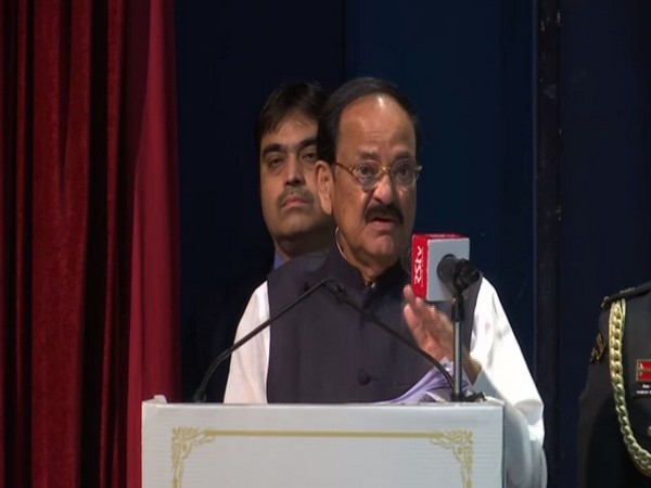 Vice President M Venkaiah Naidu delivering a lecture in New Delhi on Sunday. Photo/ANI