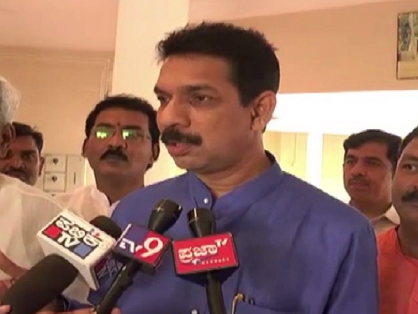 Karnataka's BJP unit president Nalin Kumar Kateel speaking to media persons in Bagalkot on Sunday. Photo/ANI