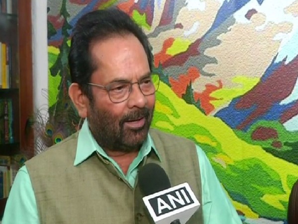 Union Minister Mukhtar Abbas Naqvi speaking to ANI in new Delhi on Sunday. Photo/ANI