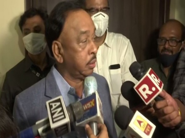 BJP leader Narayan Rane speaking to media on Monday. 