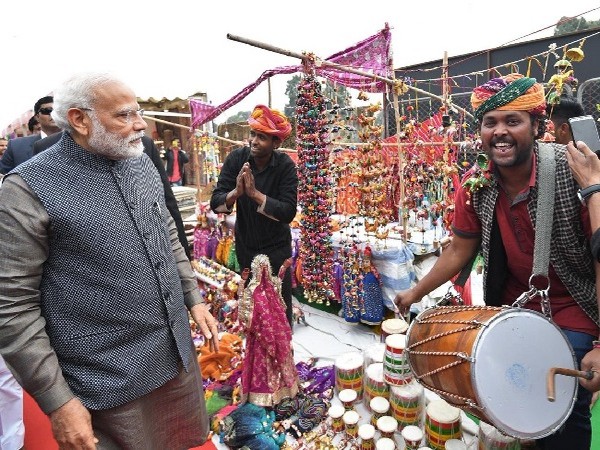 PM Narendra Modi at Hunar Haat in New Delhi [Photo/ANI]