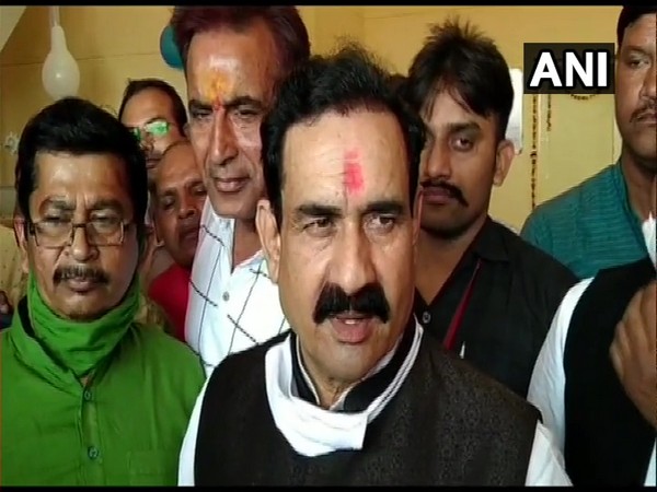 Madhya Pradesh Home Minister Narottam Mishra speaking to media in Datia on Saturday. (Photo/ANI)