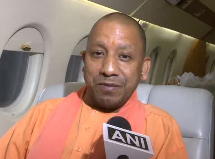 UP Chief Minister Yogi Adityanath talking to ANI on board , on Sunday.