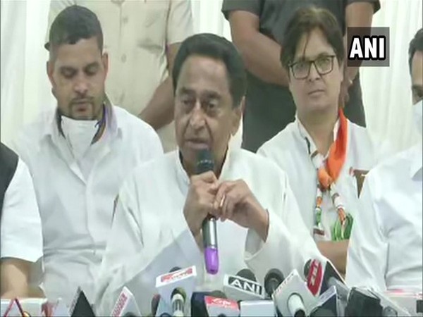 Congress leader Kamal Nath addressing a press conference in Gwalior on Sunday. 