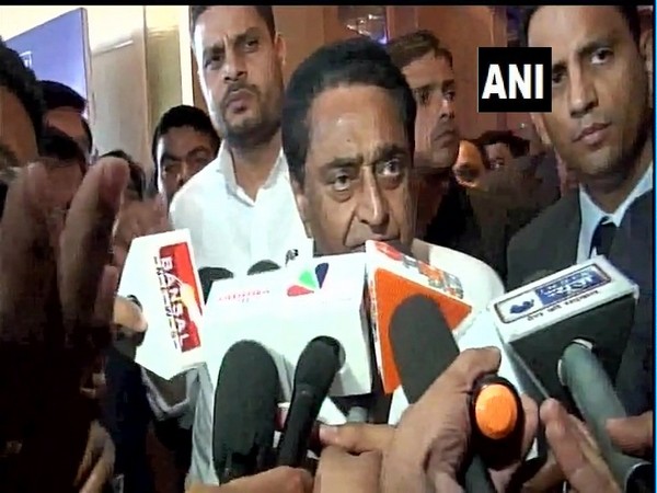 MP Chief Minister Kamal Nath interacting with media persons in Bhopal on Saturday. Photo/ANI