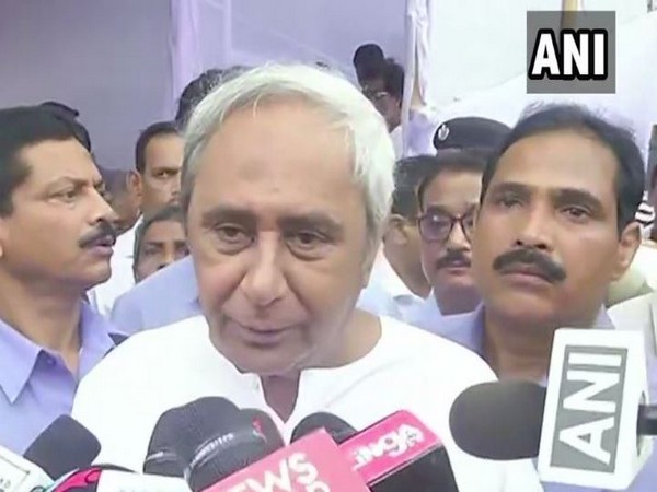 Chief Minister Naveen Patnaik talking to media persons in Puri on Thursday. Photo/ANI
