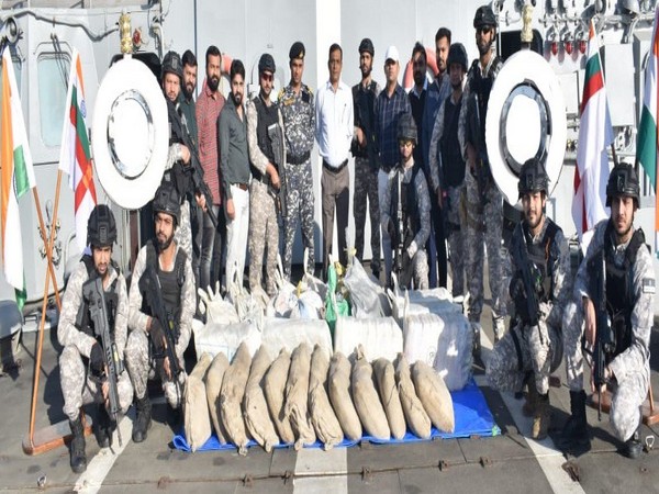 Officials with the seized drugs. (ANI/photo)