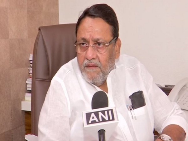 NCP leader Nawab Malik talking to ANI in Mumbai on Saturday 