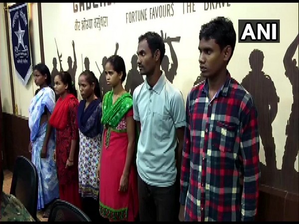 The surrendered Naxals at police station in Gadchiroli on Saturday. Photo/ANI