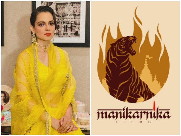 Kangana Ranaut and logo of her production house Manikarnika films (Image courtesy: Instagram)