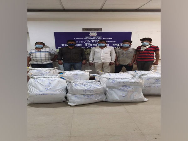 The five accused held with cannabis in Patna, Bihar. (Photo/ANI)