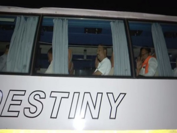 Visuals of NCP MLAs in bus. Photo/ANI