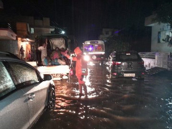 NDRF teams on Thursday night having trouble reaching the affected villages due to waterlogged roads. (Photo/ANI)