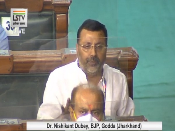 BJP MP Dr Nishikant Dubey speaking in Lok Sabha on Wednesday.