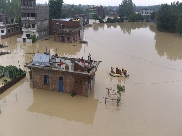 A view of a village in Nepal affected by floods.