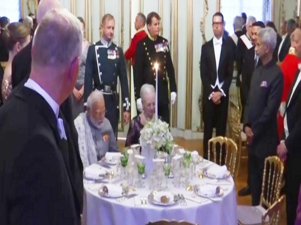 Prime Minister Narendra Modi attends dinner at Danish monarch's palace (Photo/ANI)