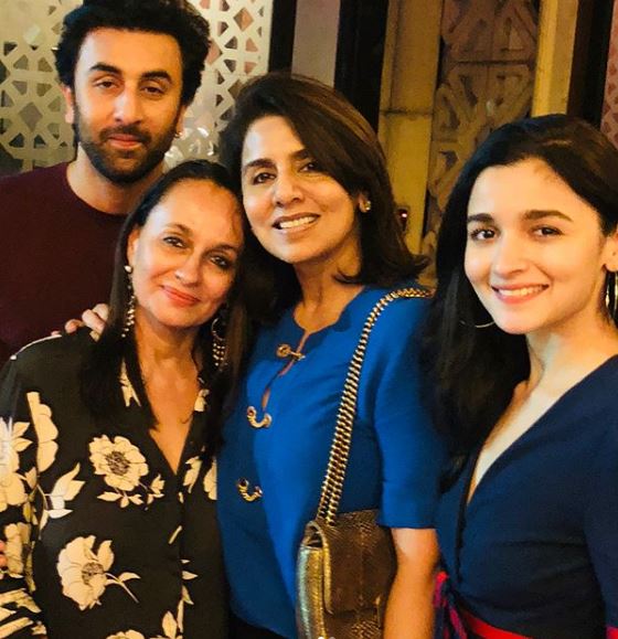 Ranbir Kapoor, Soni Razdan, Neetu Kapoor and Alia Bhatt, Picture courtesy: Instagram