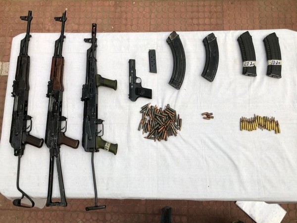 A visual of arms and ammunition recovered  (File photo/ANI)