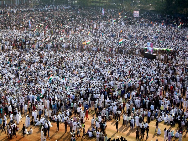 Huge crowd of protesters participates in a protest rally against the CAA, NRC and NPR at Azad Maidan, in Mumbai on February 15, 2020 (File Photo/ANI)