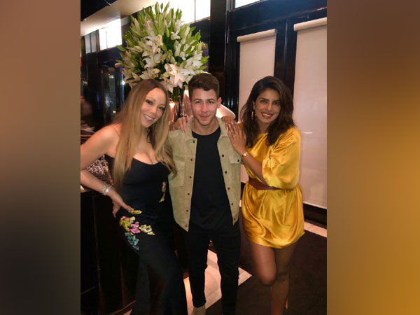Mariah Carey, Nick Jonas and Priyanka Chopra, Image courtesy: Twitter